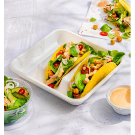 Behälter aus Zuckerrohr für Tacos Weiß 18,5x18,5cm (50 Stück)