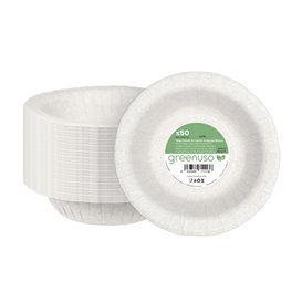 Pappteller Tiefe Anti-Fett Weiß Ø19cm 250g/m² (50 Stück)