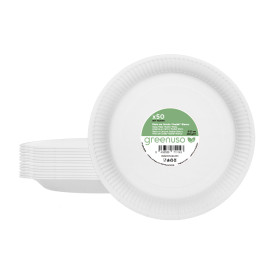 Pappteller Rund “Radial” Weiß Ø23cm 200gr/m² (50 Stück)