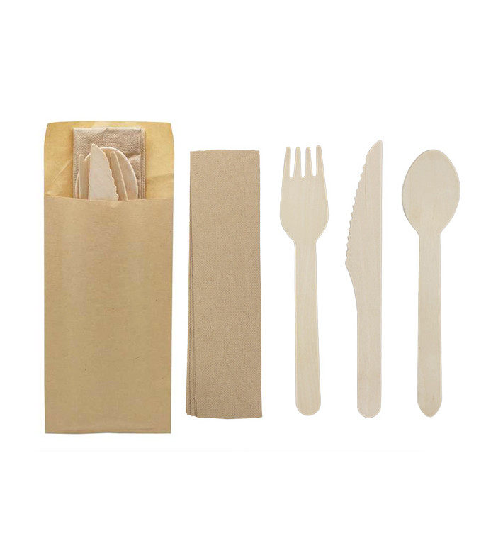 Holzbesteck Gabel, Messer, Löffel und Servietten (50 Stück) Holzbesteck Gabel, Messer, Löffel und Servietten (50 Stück)