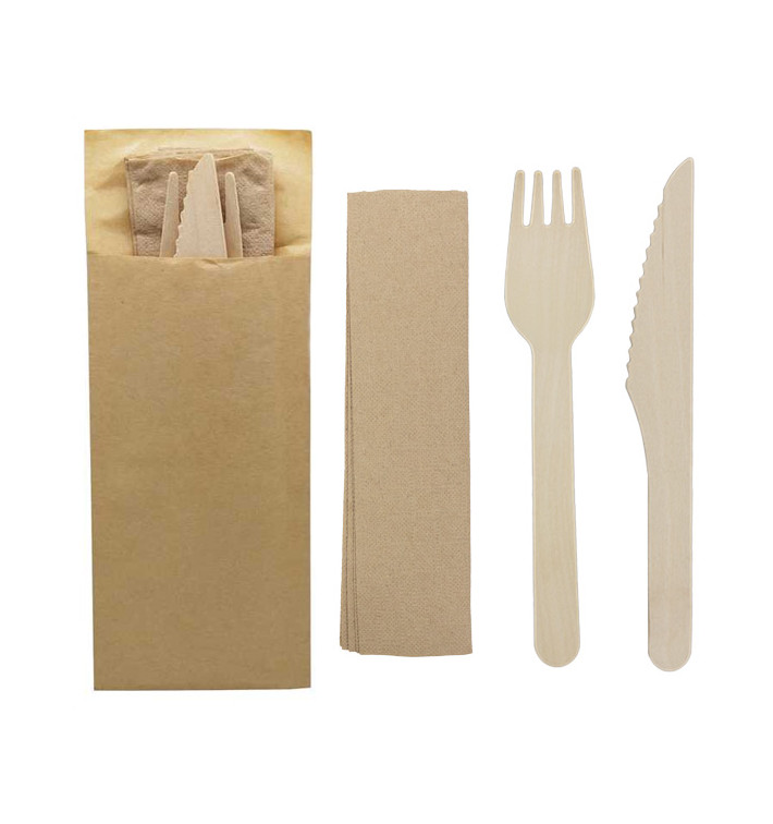 Holzbesteck Gabel, Messer und Servietten (50 Stück) Holzbesteck Gabel, Messer und Servietten (50 Stück)