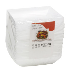Wiederverwendbares Quadratisches Servierplatten aus PP 6x6cm 35ml (200 Stück)