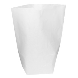 Papiertasche mit Sechseckiger Sockel Weiß 17x22cm (50 Stück)