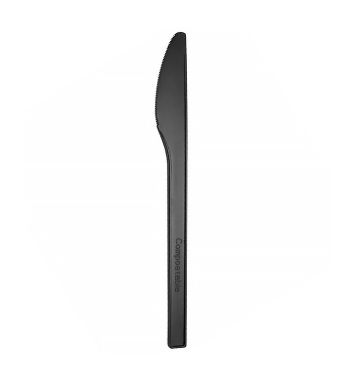 Bio-Messer aus CPLA Schwarz 17cm (1.000 Stück) Bio-Messer aus CPLA Schwarz 17cm (1.000 Stück)