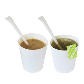 Rührstäbchen Wiederverwendbar aus CPLA Weiß 13cm (100 Stück)