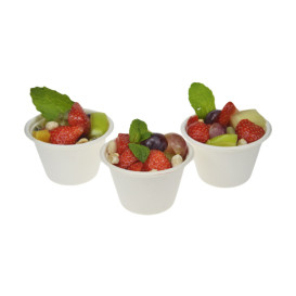 Fingerfood Zuckerrohrschale weiß 100ml Ø7,5cm (1.000 Stück)