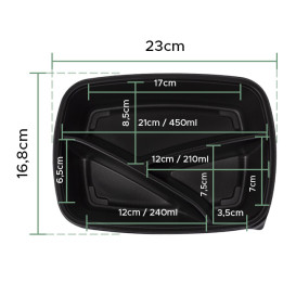 Plastikbehälter Schwarz 3G 900ml 23x17x5cm (75 Stück)