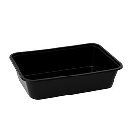 Behälter Rechteckig aus PP Schwarz mit Deckel 500ml 17,3x11,9cm (500 Stück)