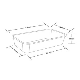 Behälter Rechteckig aus PP Schwarz mit Deckel 500ml 17,3x11,9cm (500 Stück)