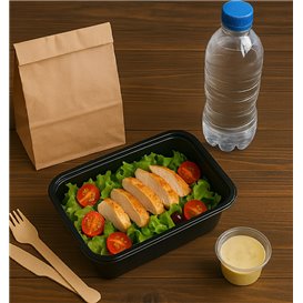 Behälter Rechteckig aus PP Schwarz mit Deckel 500ml 17,3x11,9cm (500 Stück)