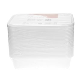 Behälter Rechteckig aus PP Weiß mit Deckel 500ml 17,3x11,9cm (50 Stück)