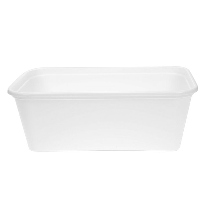 Behälter Rechteckig aus PP Weiß mit Deckel 750ml 17,3x11,9cm (50 Stück) Behälter Rechteckig aus PP Weiß mit Deckel 750ml 17,3x11,9cm (50 Stück)