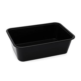Behälter Rechteckig aus PP Schwarz mit Deckel 750ml 17,3x11,9cm (50 Stück)