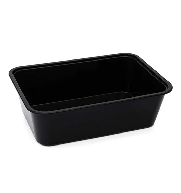 Behälter Rechteckig aus PP Schwarz mit Deckel 750ml 17,3x11,9cm (50 Stück) Behälter Rechteckig aus PP Schwarz mit Deckel 750ml 17,3x11,9cm (50 Stück)
