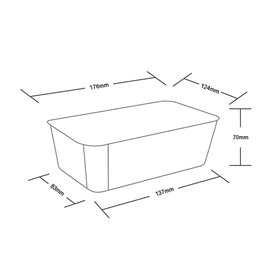 Behälter Rechteckig aus PP Schwarz mit Deckel 1.000ml 17,3x11,9cm (50 Stück)