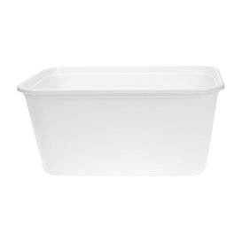Behälter Rechteckig aus PP Weiß mit Deckel 1.000ml 17,3x11,9cm (50 Stück)