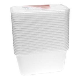 Behälter Rechteckig aus PP Weiß mit Deckel 1.000ml 17,3x11,9cm (50 Stück)
