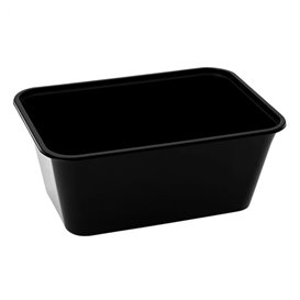 Behälter Rechteckig aus PP Schwarz mit Deckel 1.000ml 17,3x11,9cm (50 Stück)