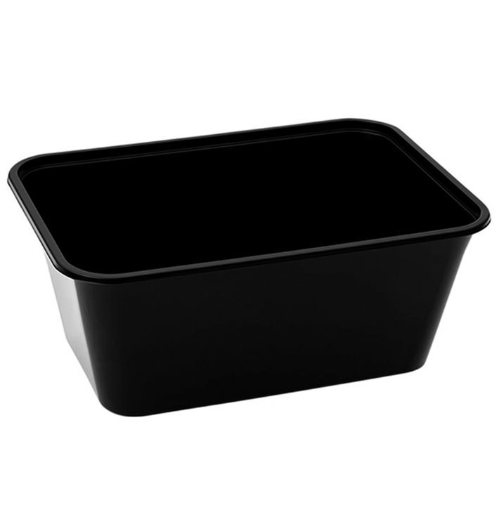 Behälter Rechteckig aus PP Schwarz mit Deckel 1.000ml 17,3x11,9cm (50 Stück) Behälter Rechteckig aus PP Schwarz mit Deckel 1.000ml 17,3x11,9cm (50 Stück)