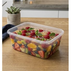 Behälter Rechteckig aus PP Transparent mit Deckel 1.500ml 20,4x15,3cm (50 Stück)