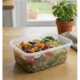 Behälter Rechteckig aus PP Transparent mit Deckel 1.500ml 20,4x15,3cm (500 Stück)