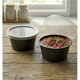 Dressingbecher mit Deckel Schwarz aus PP 2Oz/60ml (100 Stück)