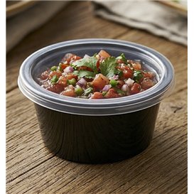 Dressingbecher mit Deckel Schwarz aus PP 4Oz/120ml (2.000 Stück)