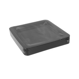 Viereckiger Wiederverwendbarer Teller aus PP extra Hart Schwarz 18x18cm (20 Stück)
