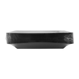 Viereckiger Wiederverwendbarer Teller aus PP extra Hart Schwarz 18x18cm (20 Stück)