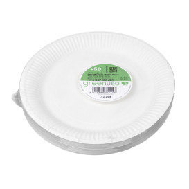 Pappteller Rund “Radial” Weiß Ø23cm 200gr/m² (50 Stück)