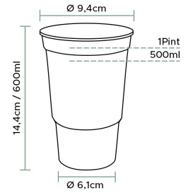 Wiederverwendbare Becher PP Transparent 600ml Ø9,4cm (800 Stück)