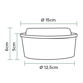 Suppenbecher Kraft-Kraft mit PET-Deckel 500ml Ø15cm (50 Stück)