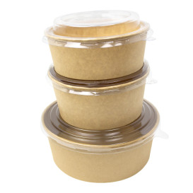 Suppenbecher Kraft-Kraft mit PET-Deckel 750ml Ø15cm (250 Stück)
