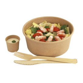 Suppenbecher Kraft-Kraft mit PET-Deckel 750ml Ø15cm (250 Stück)