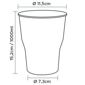 Wiederverwendbare Becher PP Transparent 1.000ml Ø9,4cm (500 Stück)