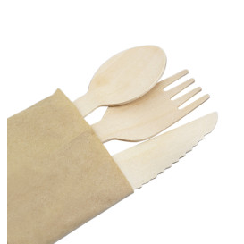Holzbesteck Gabel, Messer und Löffel (25 Stück)