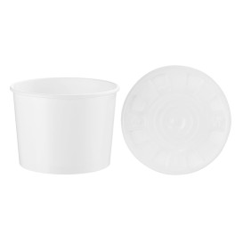 Pappbecher Weiß mit Deckel PP 488ml (250 Stück)