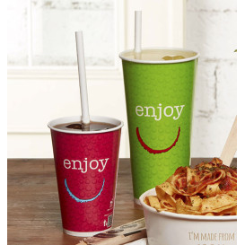 Kaltgetränkebecher mit Dekor "Enjoy" 12Oz/360ml Ø8,0cm (100 Stück)