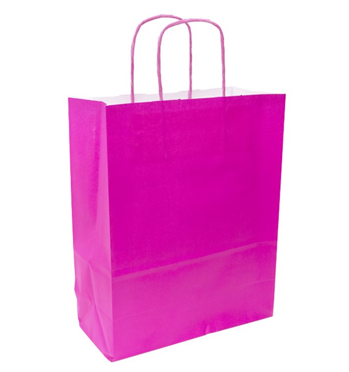 Fuchsia Papiertüte mit Henkeln 90g/m² 28+10x22 cm (25 Stück) Fuchsia Papiertüte mit Henkeln 90g/m² 28+10x22 cm (25 Stück)