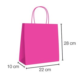 Fuchsia Papiertüte mit Henkeln 90g/m² 28+10x22 cm (25 Stück)