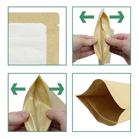 Papiertüten DoyPack mit Fenster und Innenfolie Weiß  25+12x35cm (50 Stück)