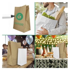 Papiertüten ohne Henkel Kraft-weiss 50g/m² 15+9x28cm (25 Stück)