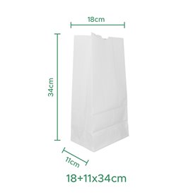 Papiertüten ohne Henkel Kraft-weiss 60g/m² 18+11x34cm (25 Stück)