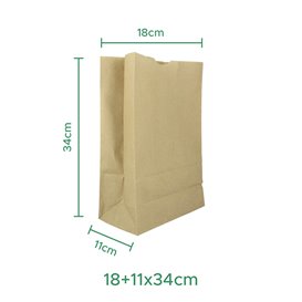 Papiertüten ohne Henkel Kraft braun 60g/m² 18+11x34cm (25 Stück)