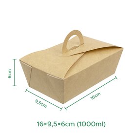 SnackBox Amerikanische "Doggy Bag" Kraft 16x9,5x6cm (25 Stück)