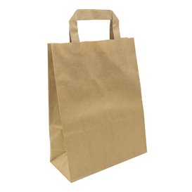 Kraftpapiersäcke mit Flachem Griff 80g/m² 22+10x28cm (50 Stück)
