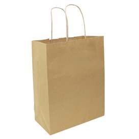 Kraftpapiersäcke mit Flachem Griff 80g/m² 22+10x28cm (250 Stück)