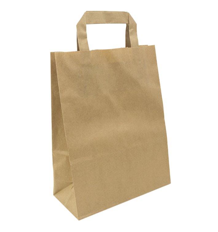 Kraftpapiersäcke mit Flachem Griff 80g/m² 22+10x28cm (250 Stück) Kraftpapiersäcke mit Flachem Griff 80g/m² 22+10x28cm (250 Stück)