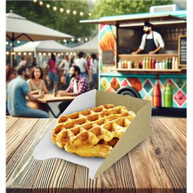 Pappschale Braun für Waffeln 16x10cm (100 Stück)
