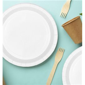 Pappteller Rund Anti-Fett Weiß Ø22cm 220g/m² (50 Stück)